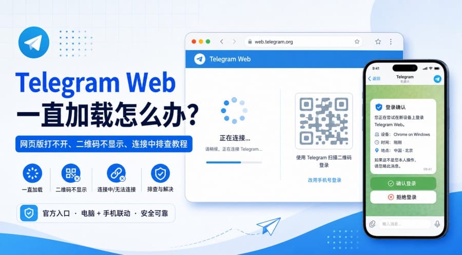 Telegram Web 一直加载怎么办?网页版打不开、二维码不显示的排查方法
